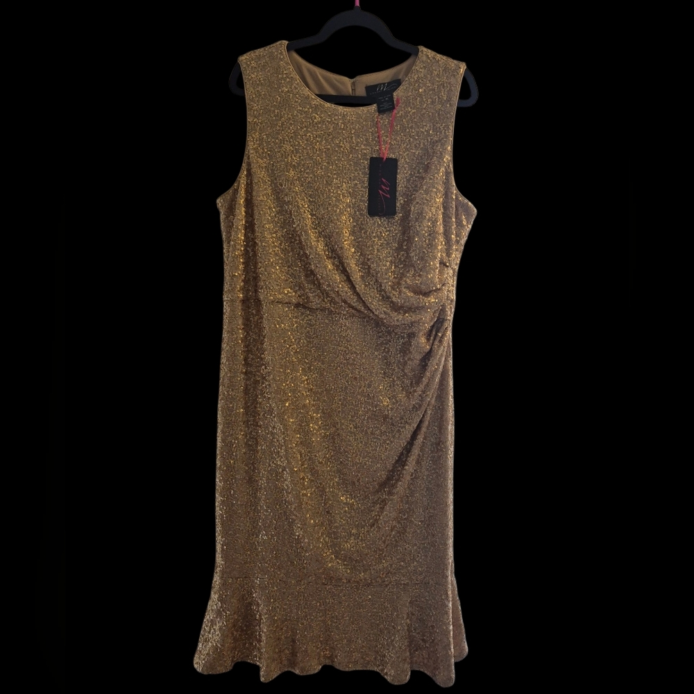 Midnight Velvet Gold Sparkle Midi Dress